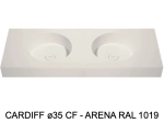 Plan vasque lavabo circulaire ⦰ 35 cm sur mesure Largeur 100 à 201 x P 40 à 51 cm Finition lisse 10 couleurs au choix, Anti bactérien Résine Akrytan® dans la masse Livraison Offerte.